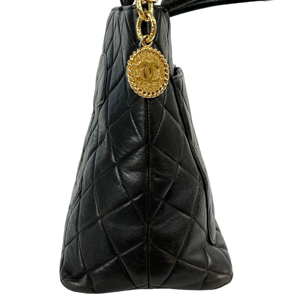 CHANEL Quilted Large Logo Black Calfskin Gold Medallion Tote - Picture 7 of 17
